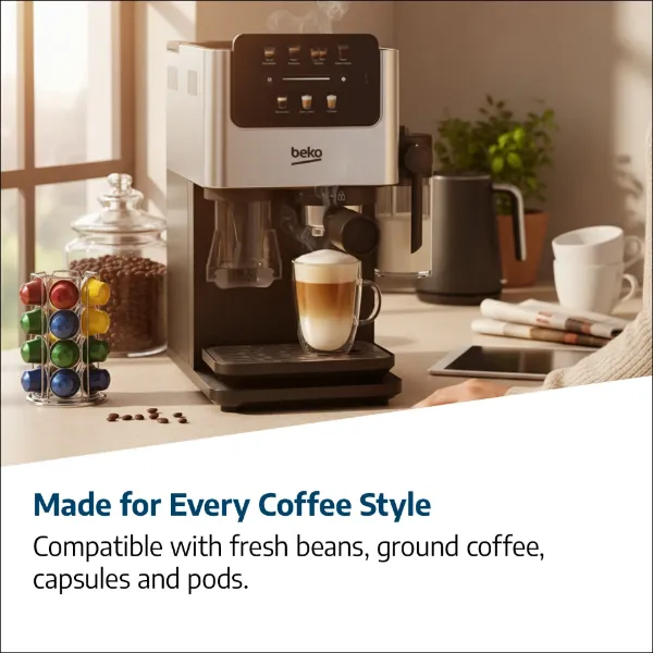 Beko CED7524X Espresso Machine with Integrated Grinder and Milk Cup - Silver_different coffee styles