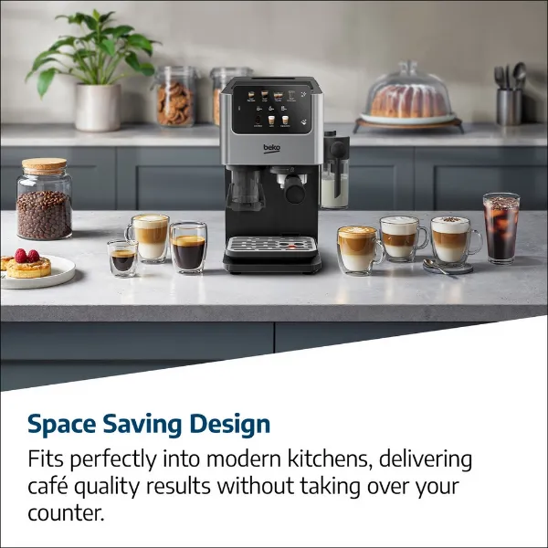 Beko CED7524X Espresso Machine with Integrated Grinder and Milk Cup - Silver_design