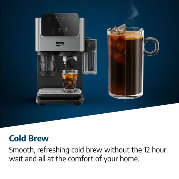 Beko CED7524X Espresso Machine with Integrated Grinder and Milk Cup - Silver_cold brew