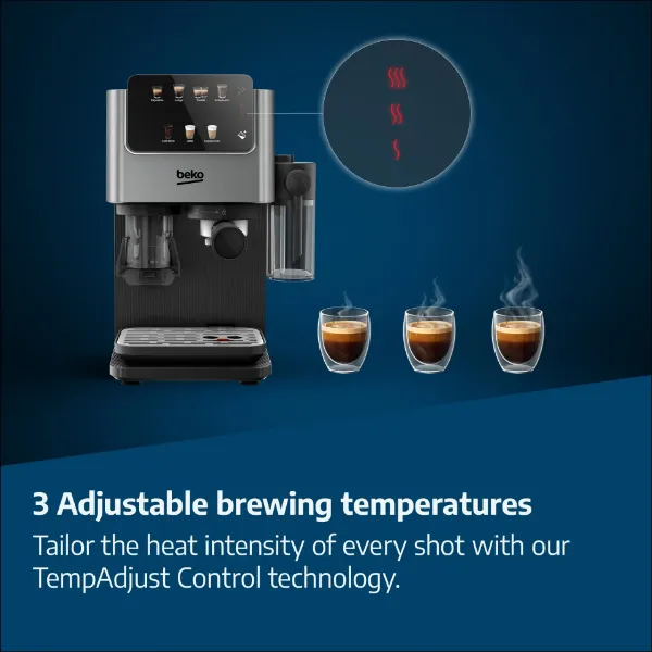 Beko CED7524X Espresso Machine with Integrated Grinder and Milk Cup - Silver_temperatures