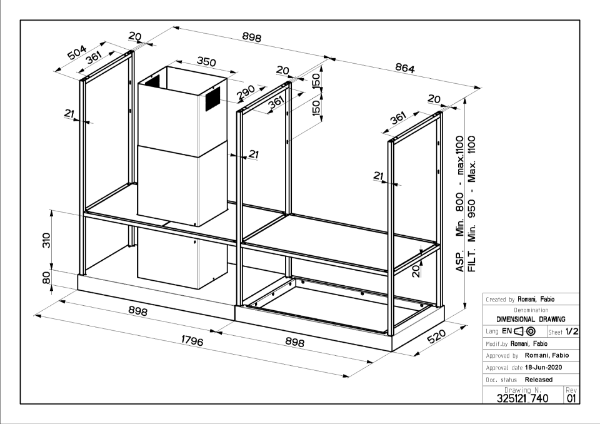 Faber T Shelf EV8 BK MATT Black Matt 180cm Island Cooker Hood_dimensions