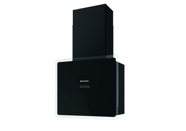 Faber Glam Fit 55 Black Glass 55cm Wall Mounted Cooker Hood_front