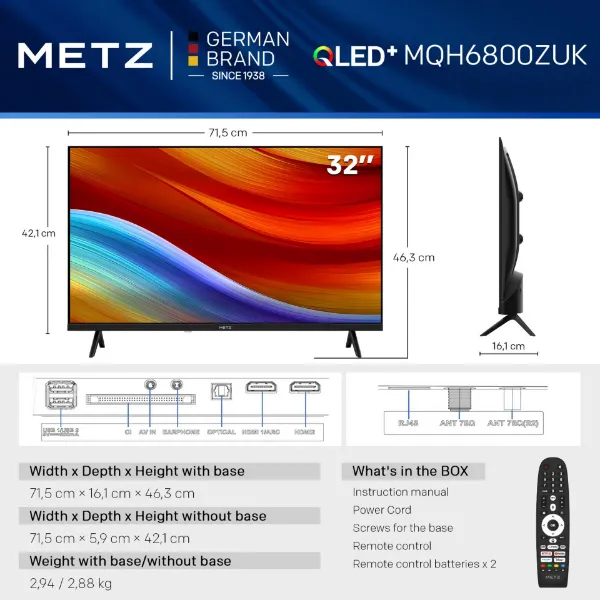 Metz 32MQH6800ZUK 32" Metz HD Smart QLED TV with Freely Power by Tivo - Black_dimensions
