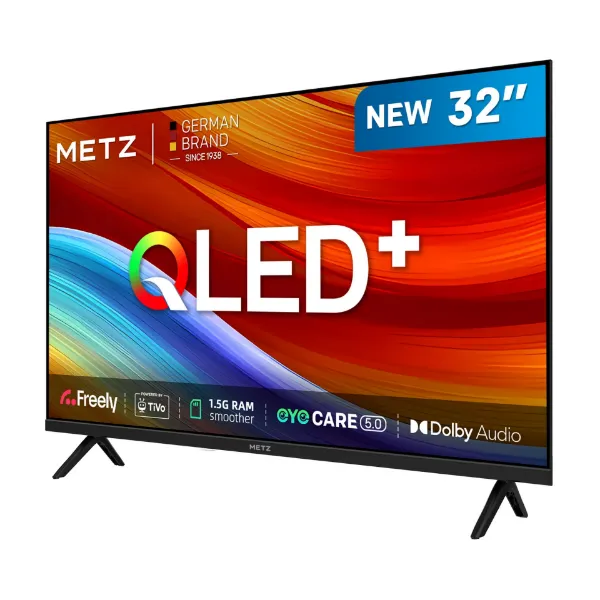 Metz 32MQH6800ZUK 32" Metz HD Smart QLED TV with Freely Power by Tivo - Black_angled view