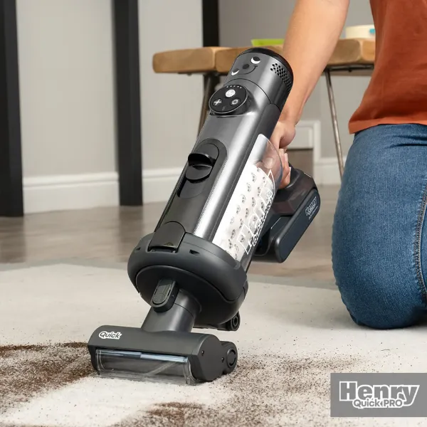 Numatic Henry Quick Pro Cordless Dry Vacuum Cleaner - Grey_carpet