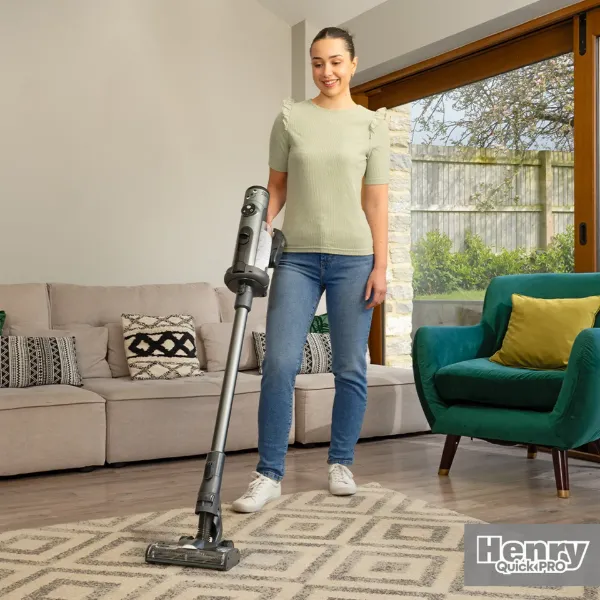 Numatic Henry Quick Pro Cordless Dry Vacuum Cleaner - Grey_rug