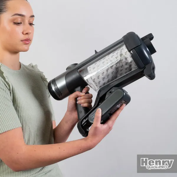 Numatic Henry Quick Pro Cordless Dry Vacuum Cleaner - Grey_in use