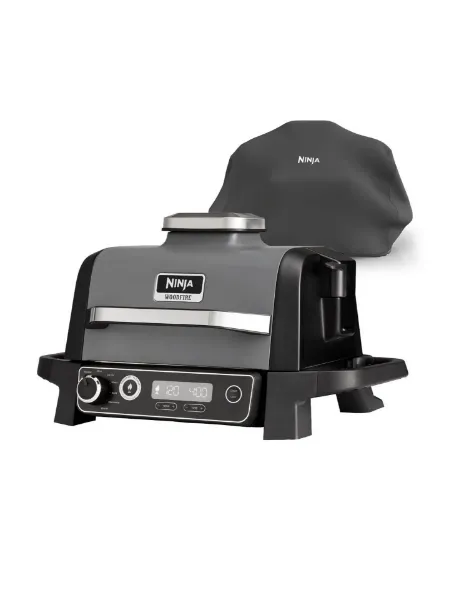 Ninja OG703UK Outdoor Woodfire Electric BBQ Grill & Smoker with Cover - Black_angled view 2