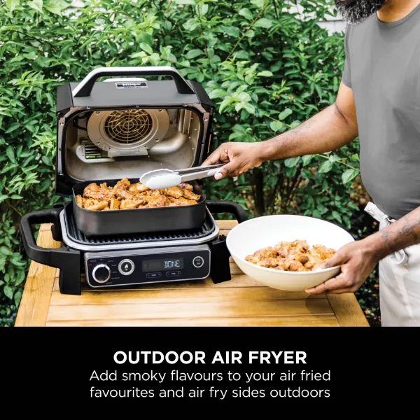 Ninja OG703UK Outdoor Woodfire Electric BBQ Grill & Smoker with Cover - Black_air fryer