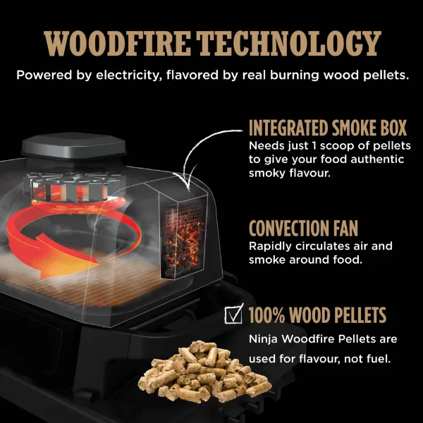 Ninja OG703UK Outdoor Woodfire Electric BBQ Grill & Smoker with Cover - Black_woodfire
