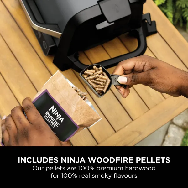 Ninja OG703UK Outdoor Woodfire Electric BBQ Grill & Smoker with Cover - Black_woodfire pellets
