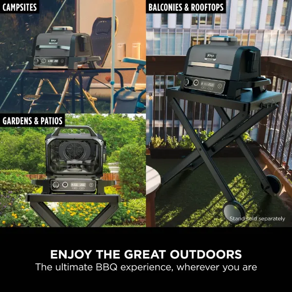 Ninja OG703UK Outdoor Woodfire Electric BBQ Grill & Smoker with Cover - Black_outdoors