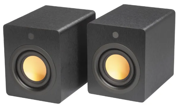 Mitchell Acoustics Ustream Cube Active stereo wireless Speakers - Black_angled view