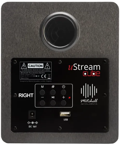 Mitchell Acoustics Ustream Cube Active stereo wireless Speakers - Black_controls 2