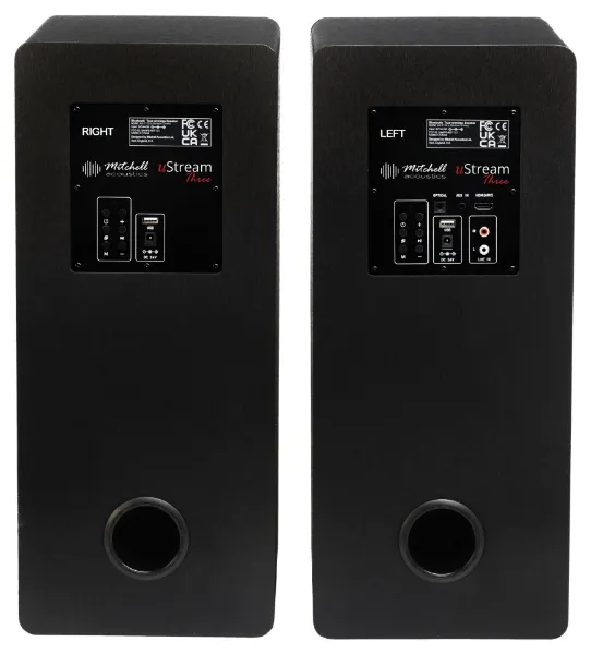 Mitchell Acoustics UStream Three Active stereo wireless Speakers - Black_back
