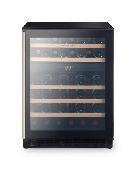 Rangemaster RDZ6046BL/ 126170 60cm Dual Zone Wine Cooler in Black with Stainless Steel Trim_closed
