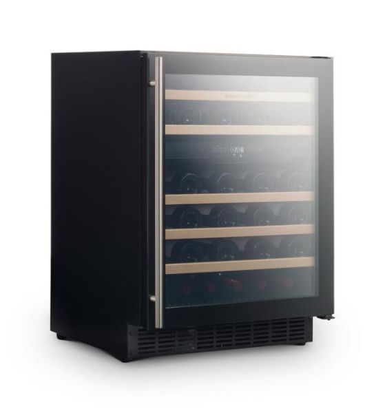 Rangemaster RDZ6046BL/ 126170 60cm Dual Zone Wine Cooler in Black with Stainless Steel Trim_door