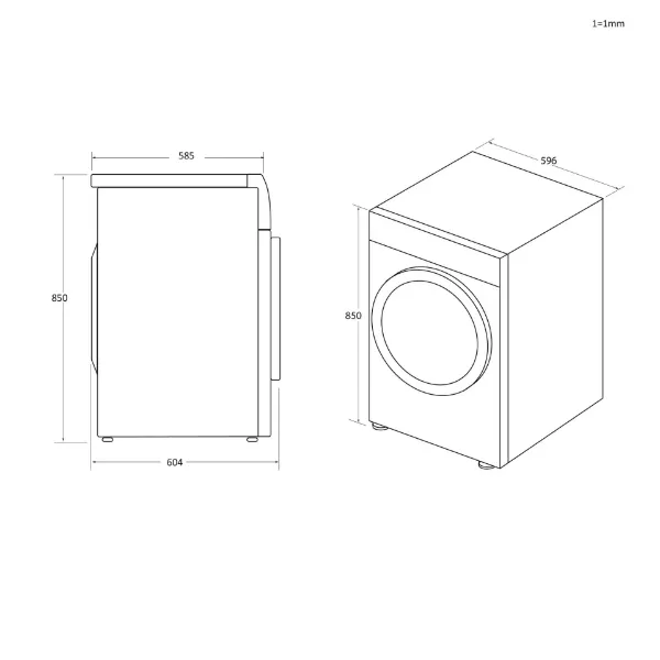 Hoover HRE C10TE-80 10kg Condenser Tumble Dryer - White_dimensions