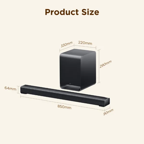 TCL S60K-UK 3.1ch with wireless subwoofer Dolby Atmos in Black_dimensions