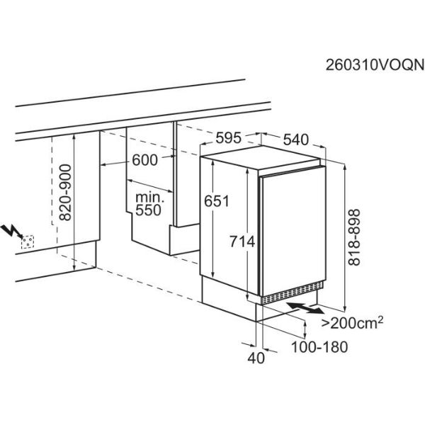 AEG NSF3S822EF 3000 Integrated Under Counter Fridge 81.8 cm