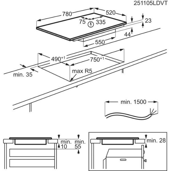 AEG SI84IB1BFB 7000 SenseBoil Induction Hob 80cm