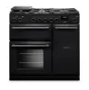 Rangemaster Aura AURA90DFP/19276 (AURA90DFPCBL/YX1) 90cm Dual Fuel Range Cooker - Black with Onyx Trim