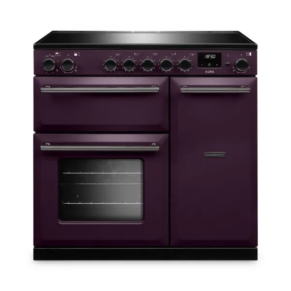 Rangemaster Aura AURA90EIP/19290 (AURA90EIPPLM/YX1) 90cm Induction Range Cooker - Plum with Onyx Trim