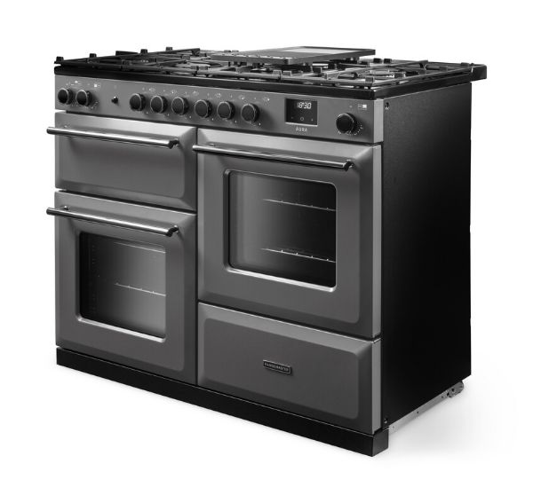 Rangemaster Aura AURO110DF/19309 (AURAO110DFPSLT/YX1) 110cm Dual Fuel Range Cooker - Slate with Onyx Trim