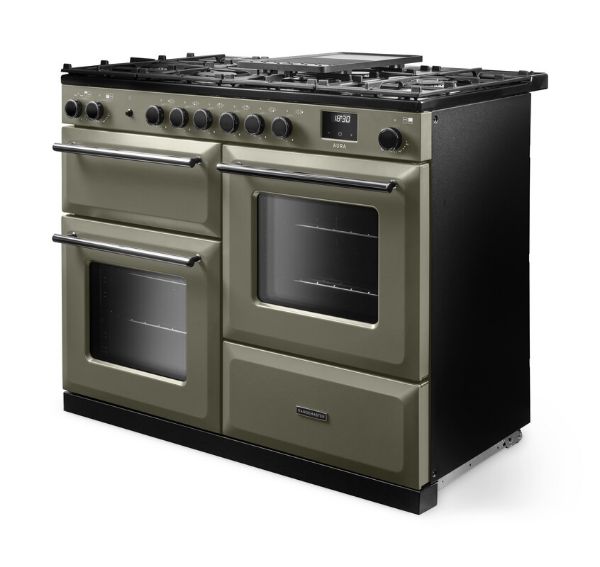 Rangemaster Aura AURO110DF/19313 (AURAO110DFPRBD/YX1) 110cm Dual Fuel Range Cooker - Riverbed with Onyx Trim