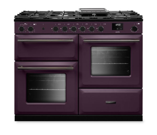 Rangemaster Aura AURO110DF/19314 (AURAO110DFPPLM/YX1) 110cm Dual Fuel Range Cooker - Plum with Onyx Trim