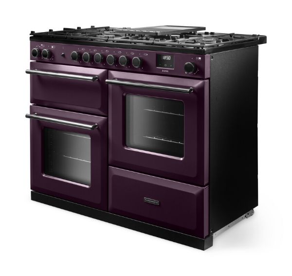 Rangemaster Aura AURO110DF/19314 (AURAO110DFPPLM/YX1) 110cm Dual Fuel Range Cooker - Plum with Onyx Trim