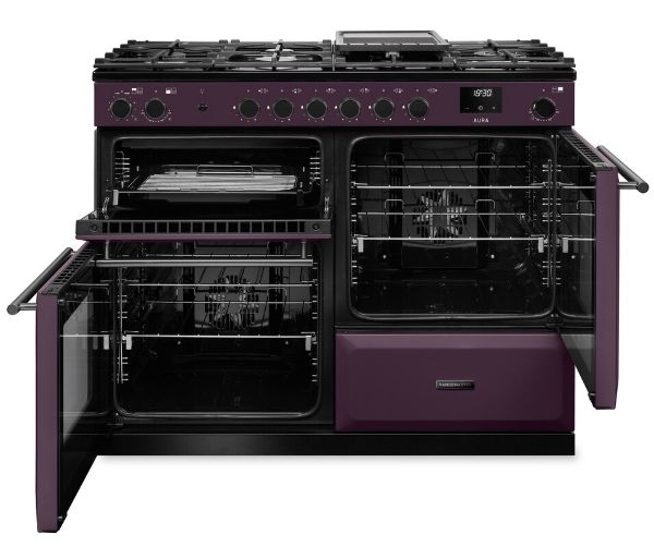 Rangemaster Aura AURO110DF/19314 (AURAO110DFPPLM/YX1) 110cm Dual Fuel Range Cooker - Plum with Onyx Trim