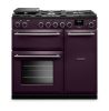 Rangemaster Aura AURA90DFP/19330 (AURA90DFPPLM/BN1) 90cm Dual Fuel Range Cooker - Plum with Brushed Nickel Trim