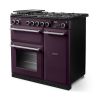 Rangemaster Aura AURA90DFP/19330 (AURA90DFPPLM/BN1) 90cm Dual Fuel Range Cooker - Plum with Brushed Nickel Trim