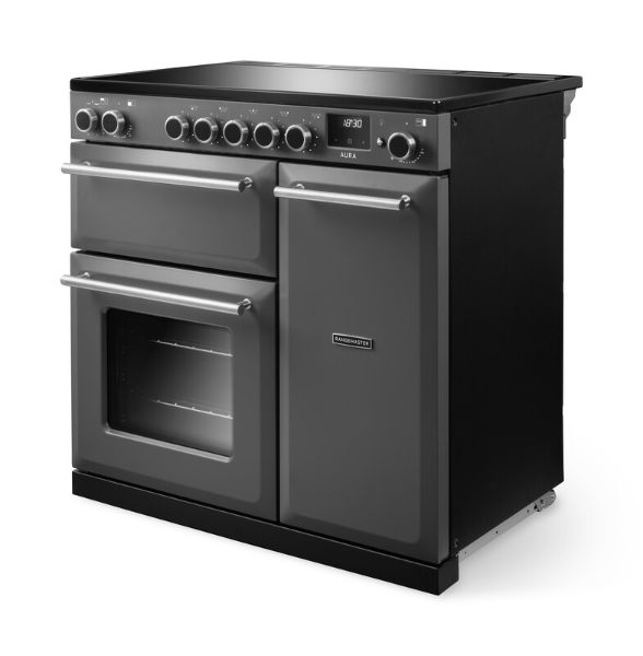 Rangemaster Aura AURA90EIP/19333 (AURA90EIPSLT/BN1) 90cm Induction Range Cooker - Slate with Brushed Nickel Trim