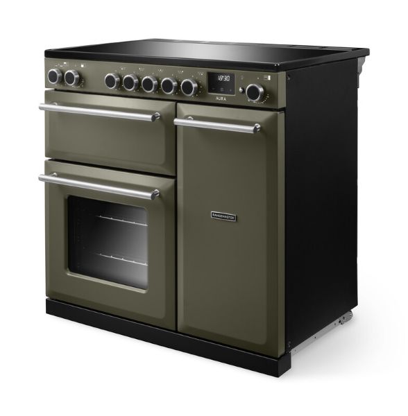 Rangemaster Aura AURA90EIP/19337 (AURA90EIPRBD/BN1) 90cm Induction Range Cooker - Riverbed with Brushed Nickel Trim