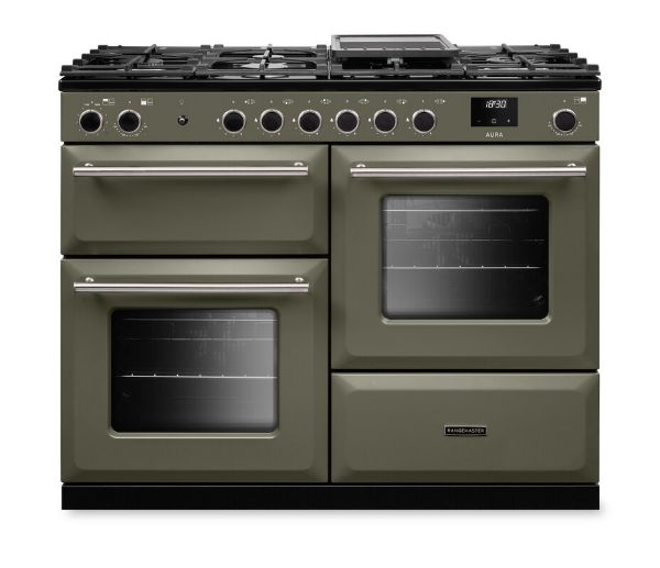 Rangemaster Aura AURO110DF/19361 (AURAO110DFPRBD/BN1) 110cm Dual Fuel Range Cooker - Riverbed with Brushed Nickel Trim