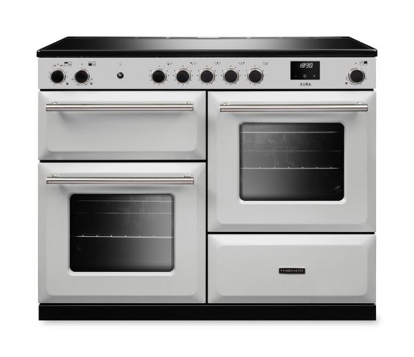 Rangemaster Aura AURO110EI/19363 (AURAO110EIPWHT/BN1) 110cm Induction Range Cooker - White with Brushed Nickel Trim