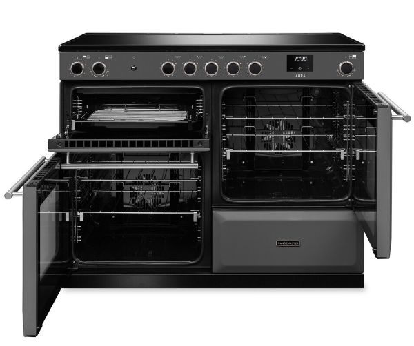 Rangemaster Aura AURO110EI/19365 (AURAO110EIPSLT/BN1) 110cm Induction Range Cooker - Slate with Brushed Nickel Trim