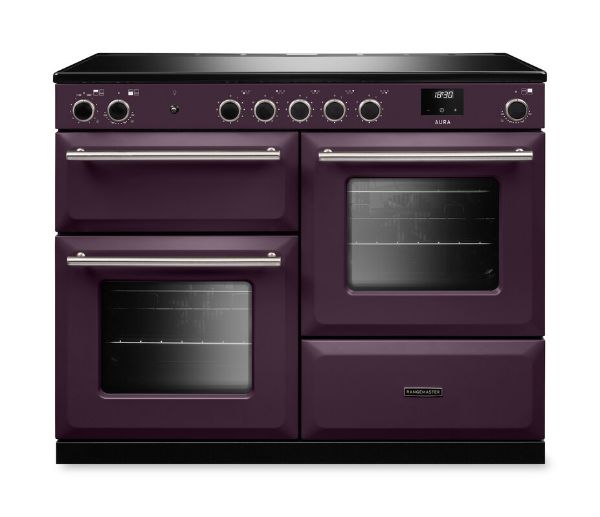Rangemaster Aura AURO110EI/19370 (AURAO110EIPPLM/BN1) 110cm Induction Range Cooker - Plum with Brushed Nickel Trim