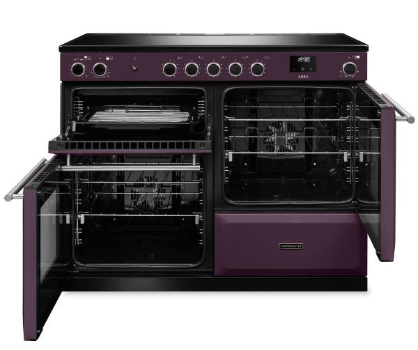 Rangemaster Aura AURO110EI/19370 (AURAO110EIPPLM/BN1) 110cm Induction Range Cooker - Plum with Brushed Nickel Trim