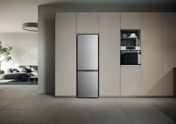 Haier 2D 60 Serie 3 HDPR3618DNPK 355L Total No Frost Fridge Freezer - Stainless Steel