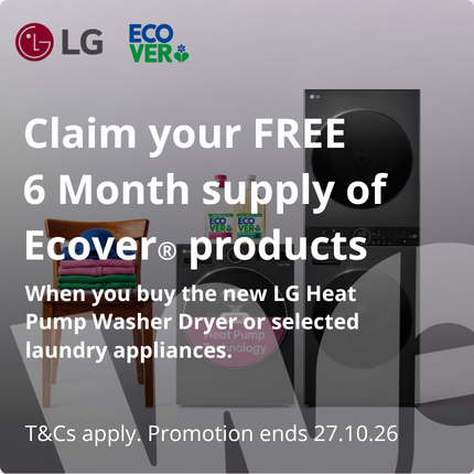 Claim 6 months’ free Ecover detergent and softener with selected LG laundry appliances