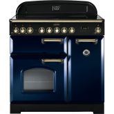 Rangemaster 113720 Classic Deluxe 90 Induction Range Cooker in Regal Blue with Brass Trim