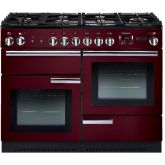 Rangemaster 91690 Professional + 110 Dual Fuel Range Cooker in Cranberry with Chrome Trim