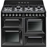 Smeg TR4110BL1 110cm Victoria Four Cavity Dual Fuel Traditional Cooker with Side Opening Ovens in Black