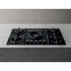 Elica NT-FLAME-BLK-DO NikolaTesla Flame 88cm Duct Out Gas Hob with Integrated Hood in Black