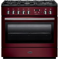 Rangemaster 91140 Professional + FX 90 Dual Fuel Range Cooker in Cranberry with Chrome Trim