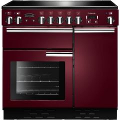 Rangemaster 91740 Professional + 90 Induction Range Cooker in Cranberry with Chrome Trim