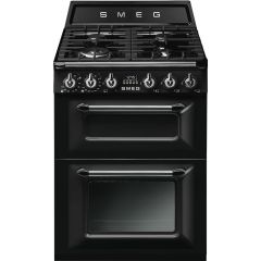 Smeg TR62BL 60cm Victoria Two Cavity Dual Fuel Traditional Cooker in Black